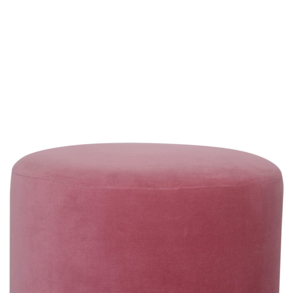 Pink Velvet Footstool with Wooden Base dropshipping