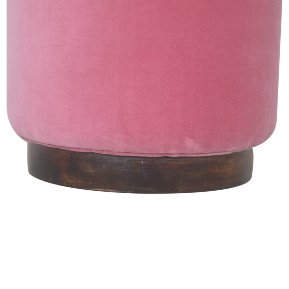 wholesale Pink Velvet Footstool with Wooden Base for resale