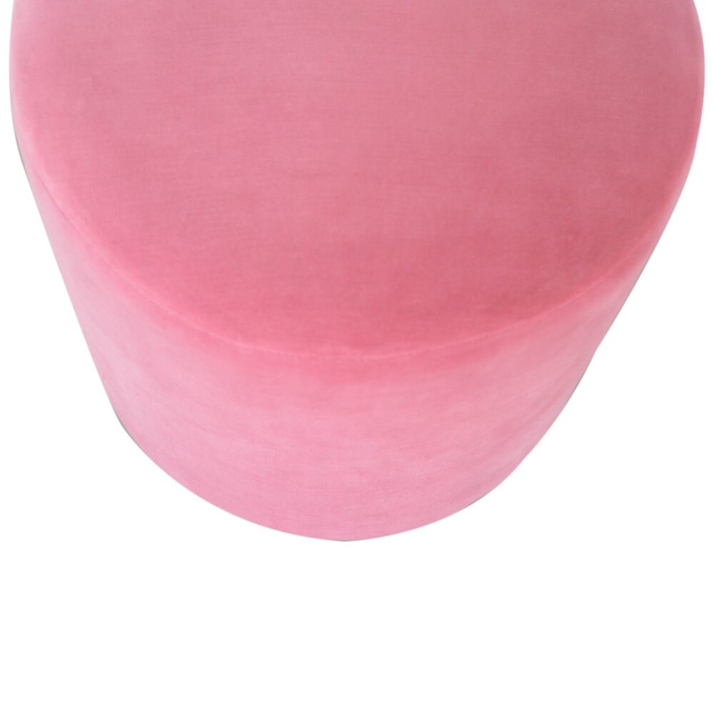 Pink Velvet Footstool with Wooden Base for reselling