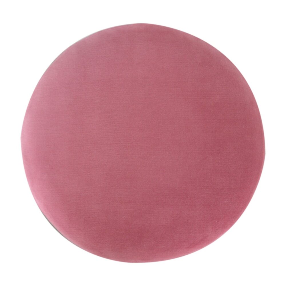 Pink Velvet Footstool with Wooden Base for wholesale