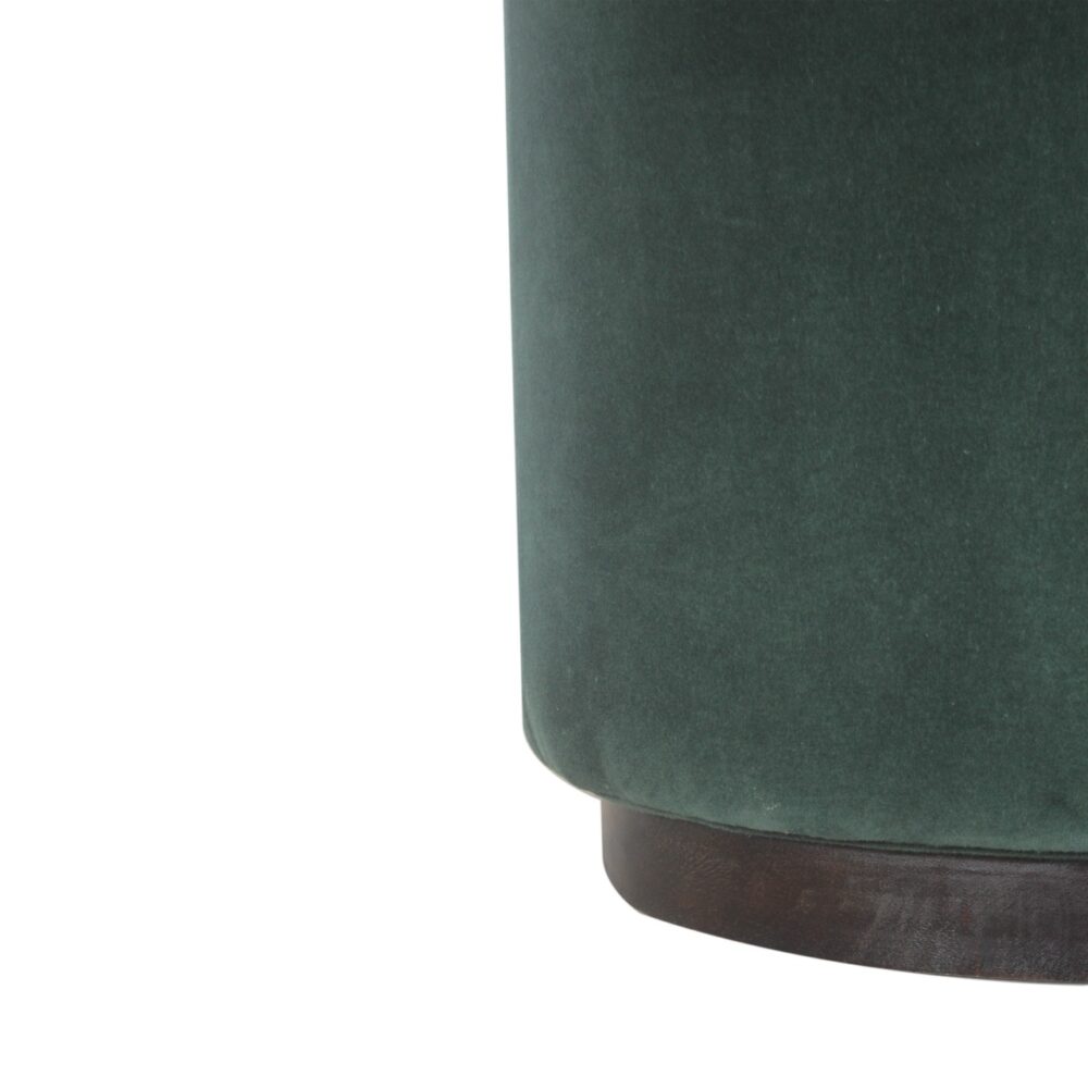 Emerald Velvet Footstool with Wooden Base for resell