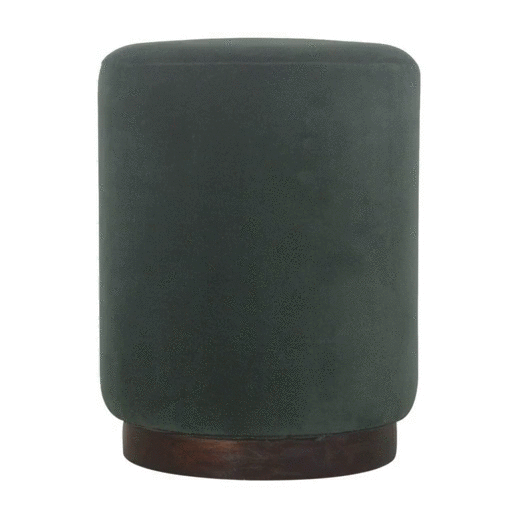 Emerald Velvet Footstool with Wooden Base for wholesale