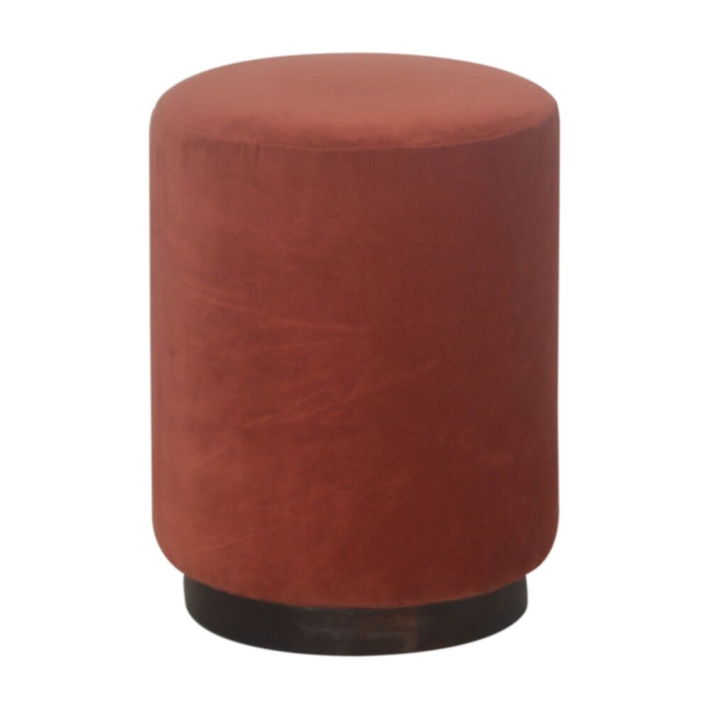 wholesale Brick Red Velvet Footstool with Wooden Base for resale