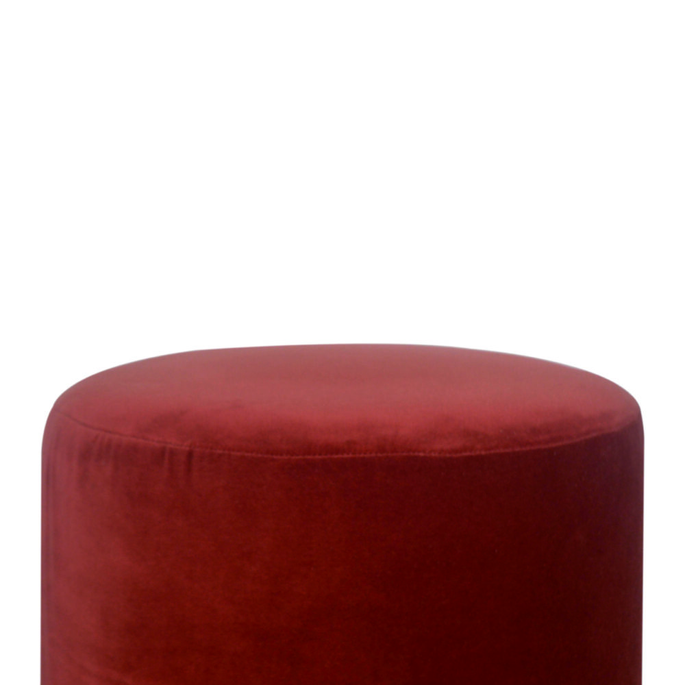 Brick Red Velvet Footstool with Wooden Base dropshipping