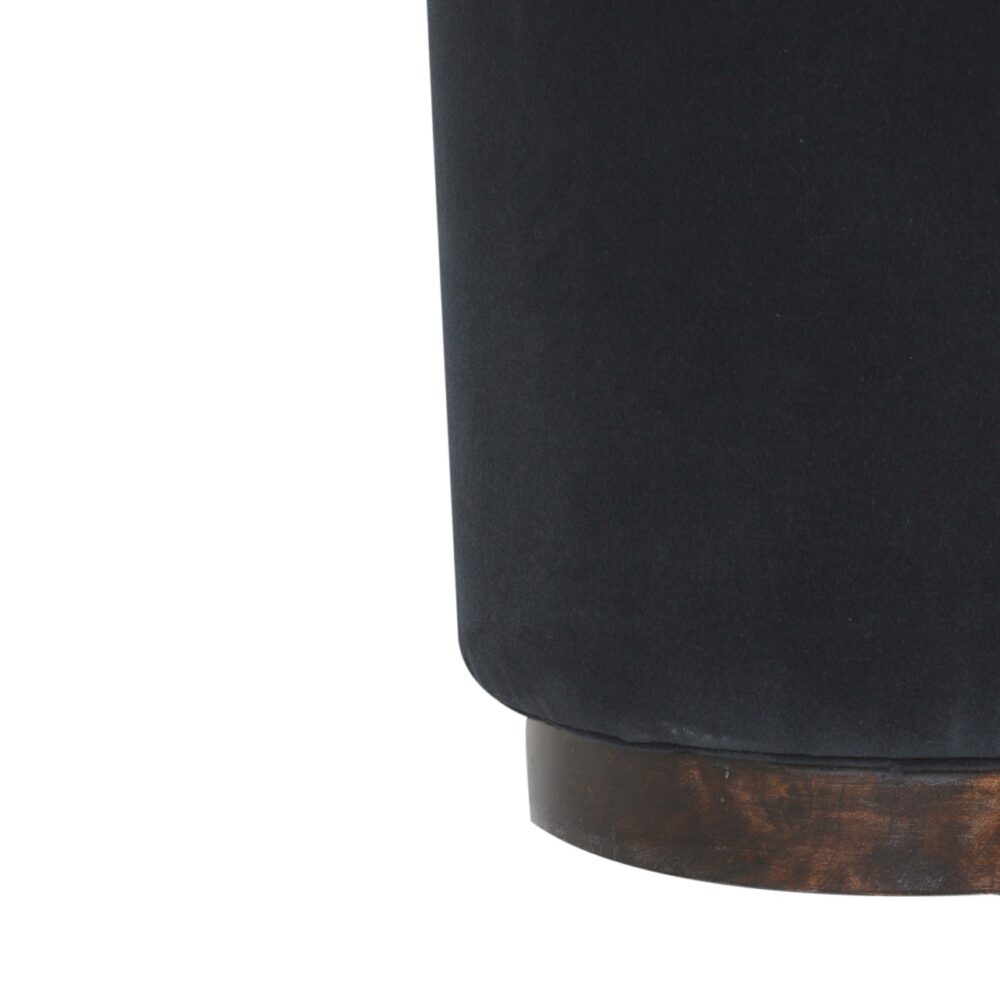 Black Velvet Footstool with Wooden Base for resell