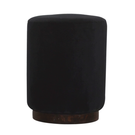 Black Velvet Footstool with Wooden Base for wholesale