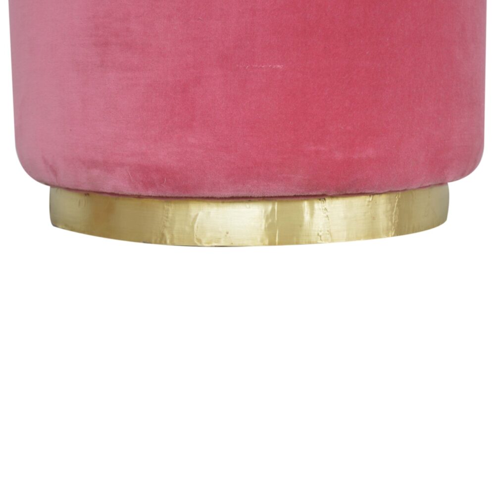 Large Pink Velvet Footstool with Gold Base for resell