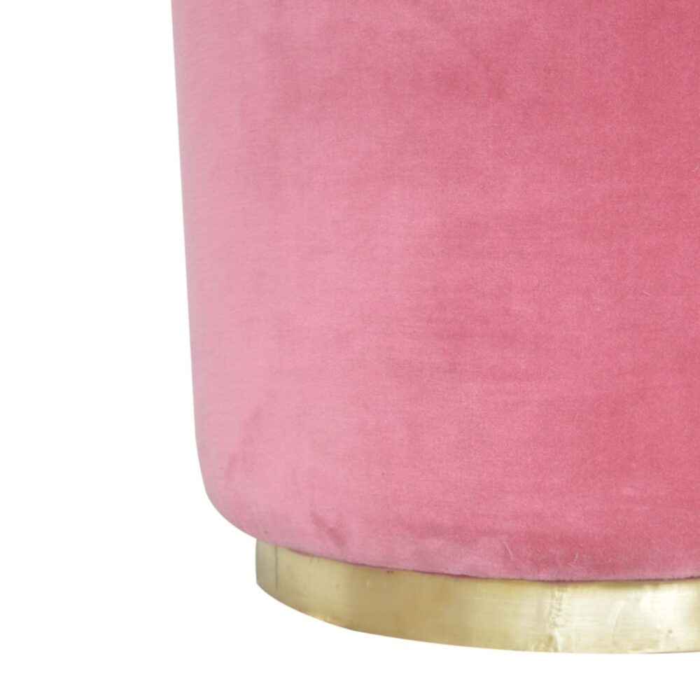 Large Pink Velvet Footstool with Gold Base for reselling