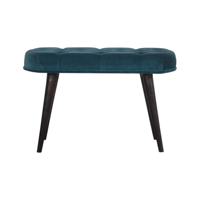 Teal Cotton Velvet Deep Button Bench for resale