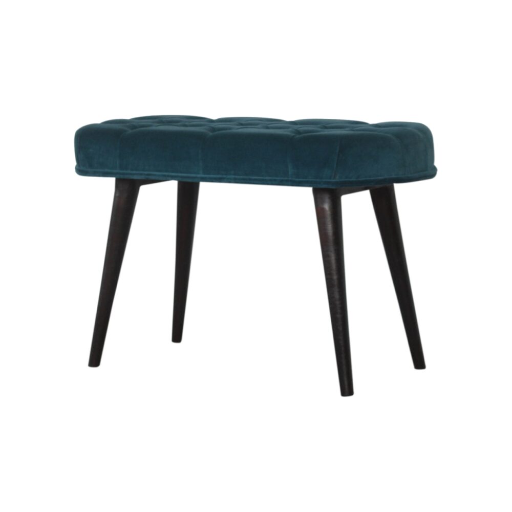 Teal Cotton Velvet Deep Button Bench dropshipping