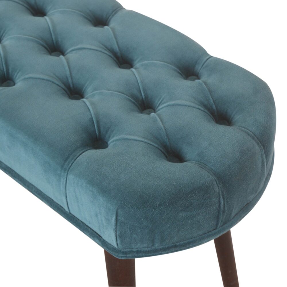 wholesale Teal Cotton Velvet Deep Button Bench for resale