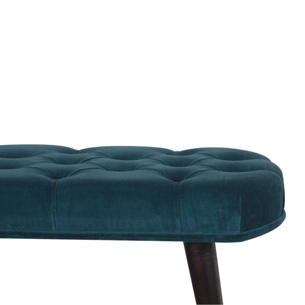 Teal Cotton Velvet Deep Button Bench for resell