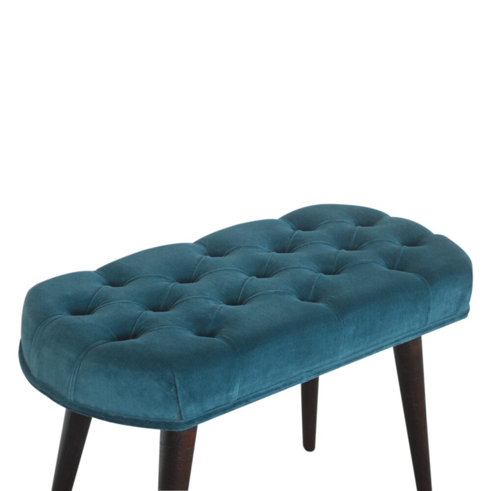 Teal Cotton Velvet Deep Button Bench for reselling