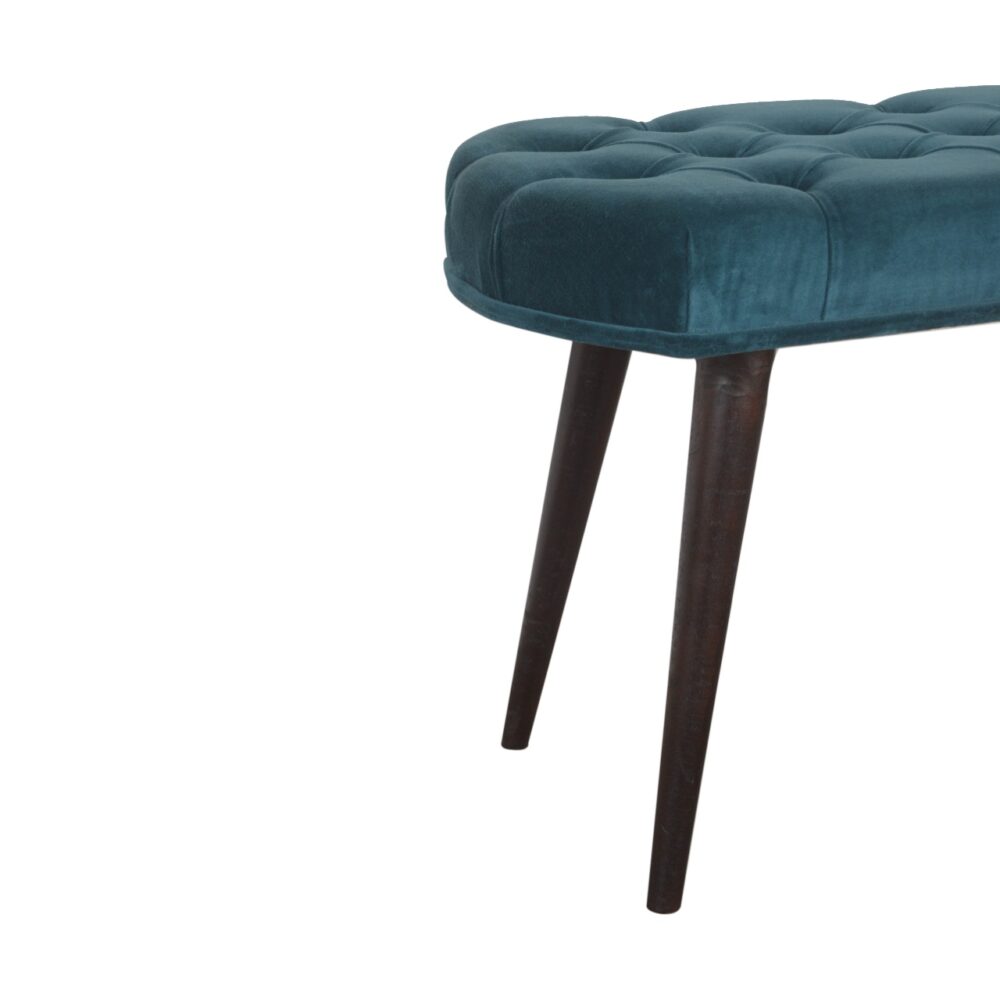 Teal Cotton Velvet Deep Button Bench for wholesale