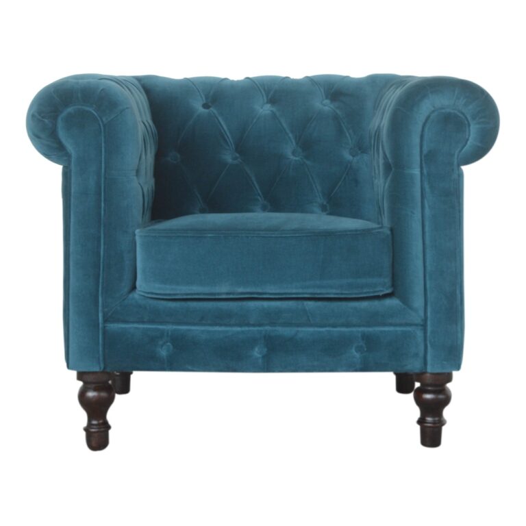 Teal Velvet Chesterfield Armchair for resale