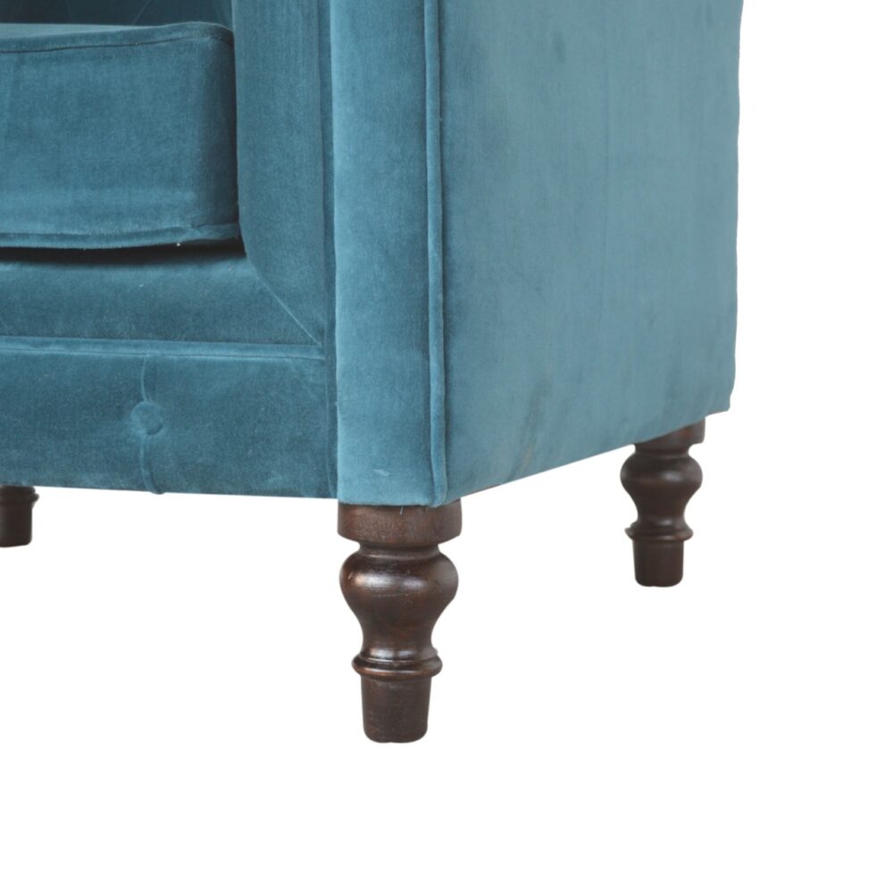 Teal Velvet Chesterfield Armchair for resell