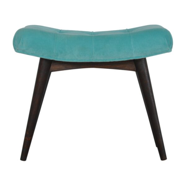 Aqua Cotton Velvet Curved Bench for resale