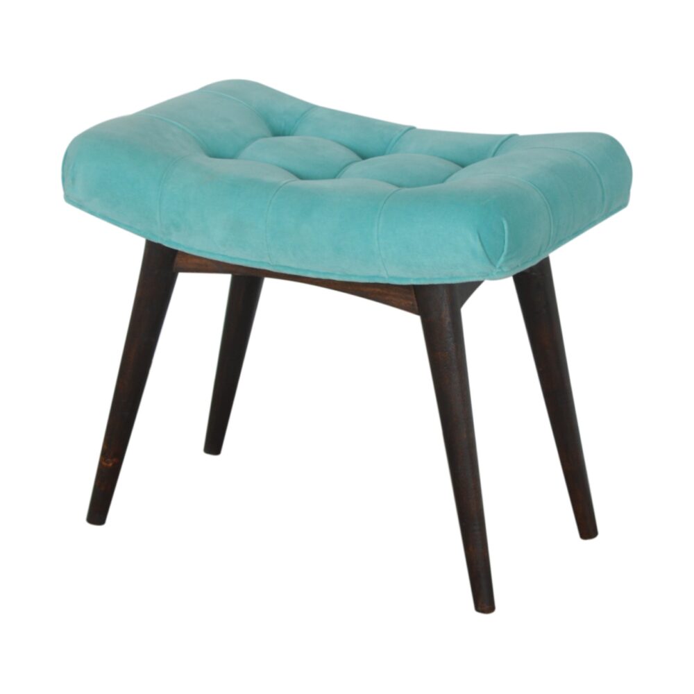 Aqua Cotton Velvet Curved Bench for resell