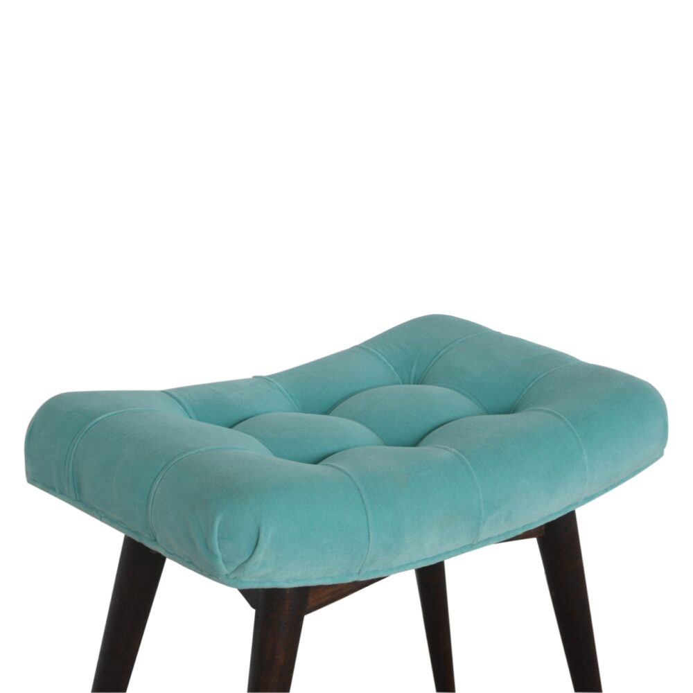 Aqua Cotton Velvet Curved Bench for reselling