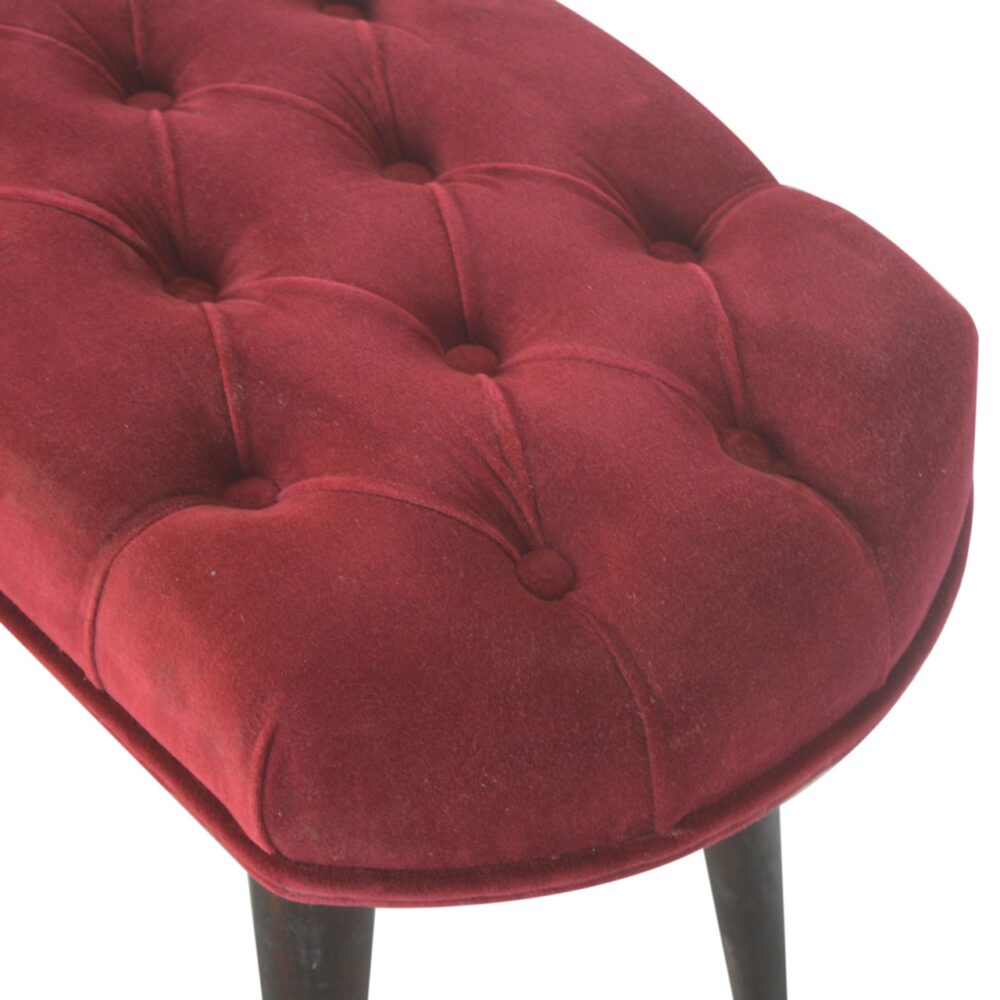 Wine Red Velvet Deep Button Bench dropshipping