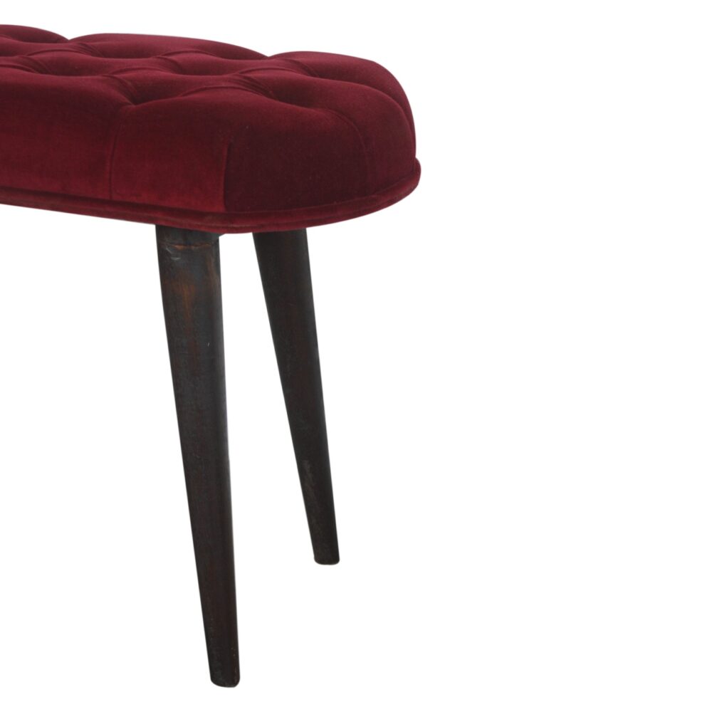 Wine Red Velvet Deep Button Bench for resell