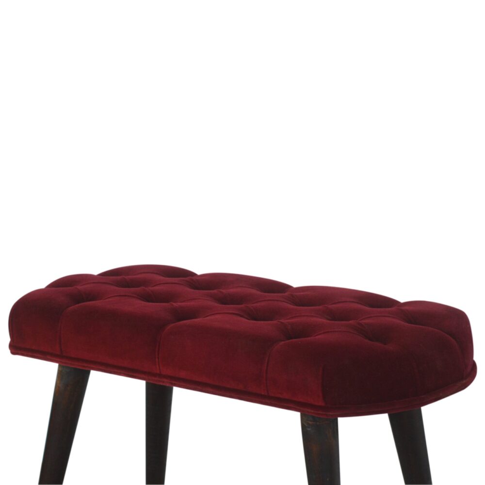Wine Red Velvet Deep Button Bench for reselling