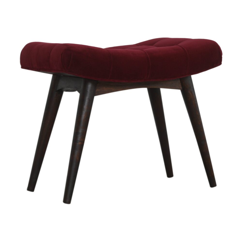 Wine Red Cotton Velvet Curved Bench wholesalers
