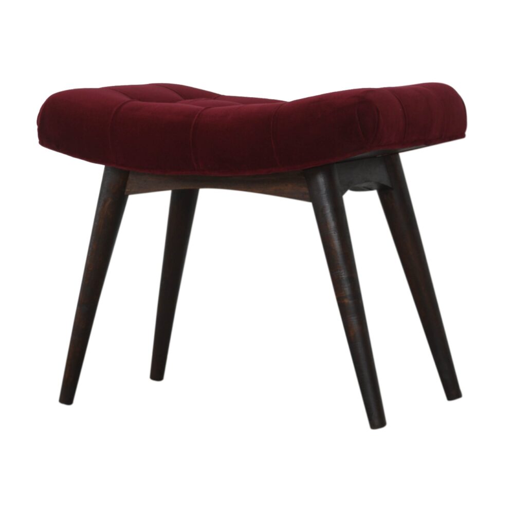wholesale Wine Red Cotton Velvet Curved Bench for resale