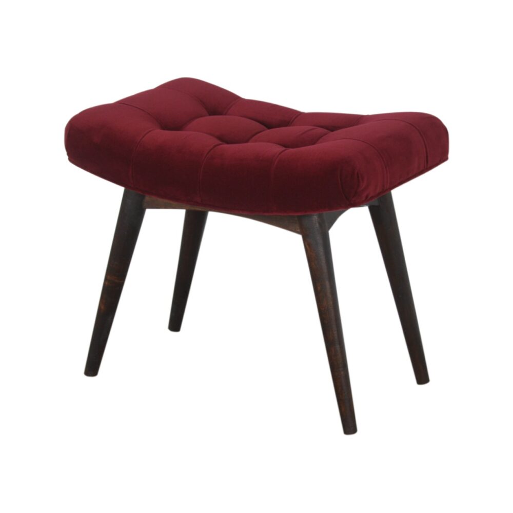 Wine Red Cotton Velvet Curved Bench dropshipping
