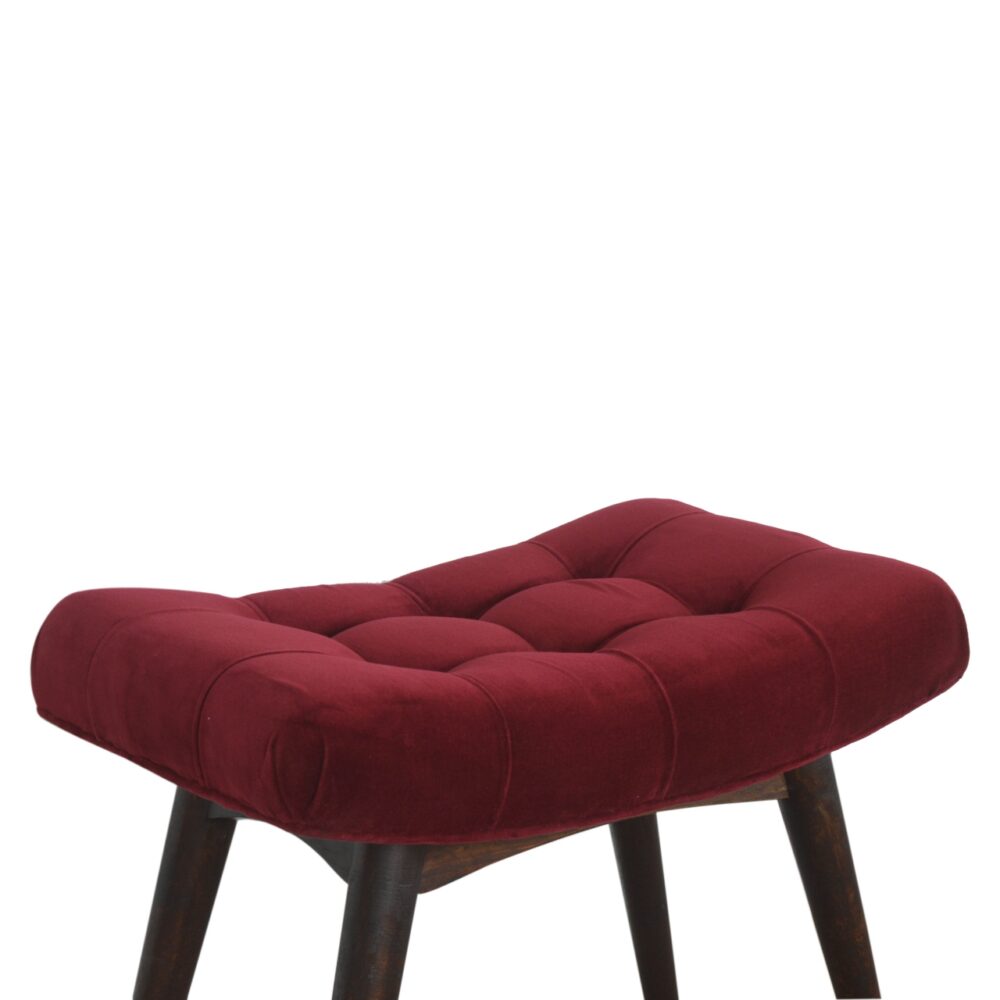 wholesale Wine Red Cotton Velvet Curved Bench for resale