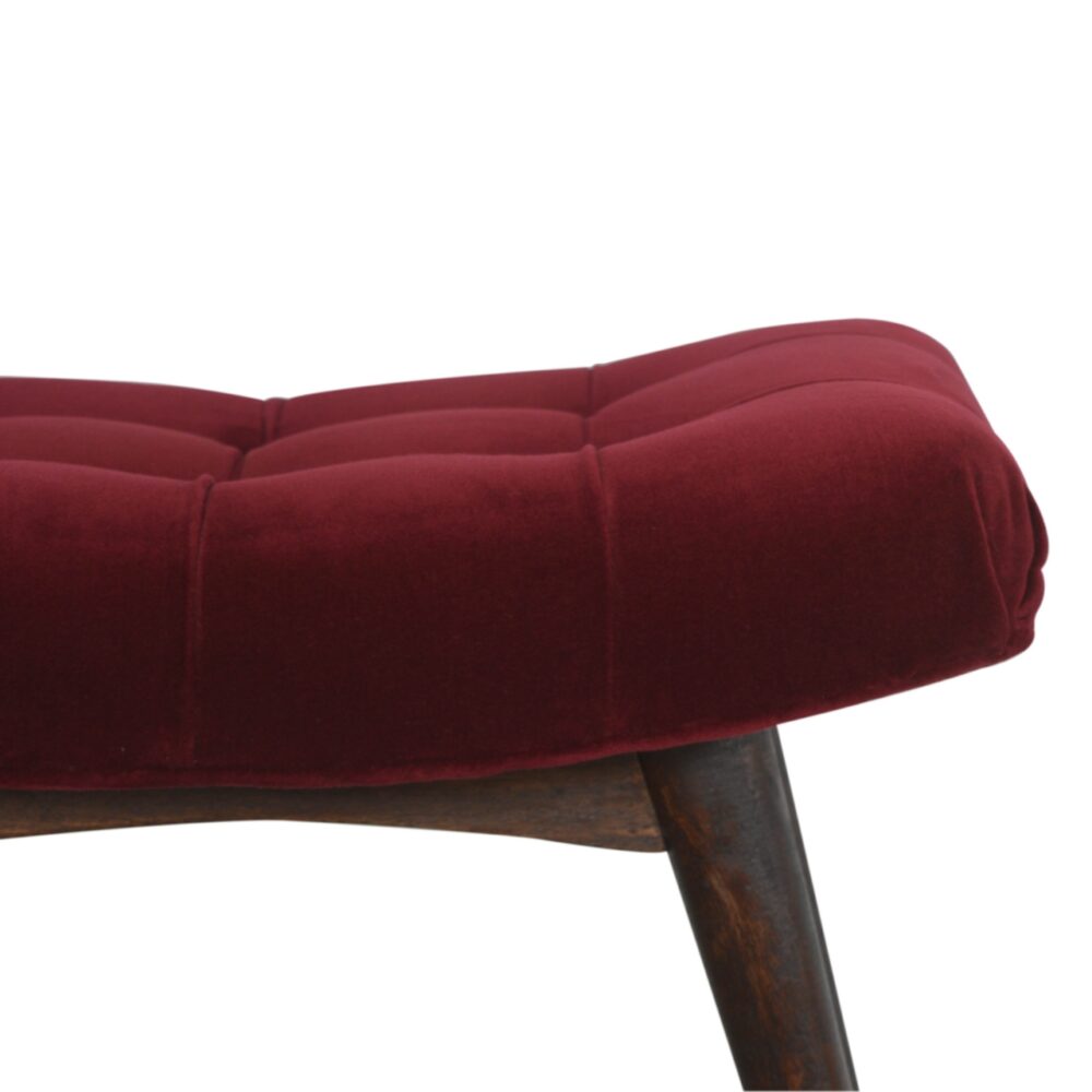 Wine Red Cotton Velvet Curved Bench for reselling