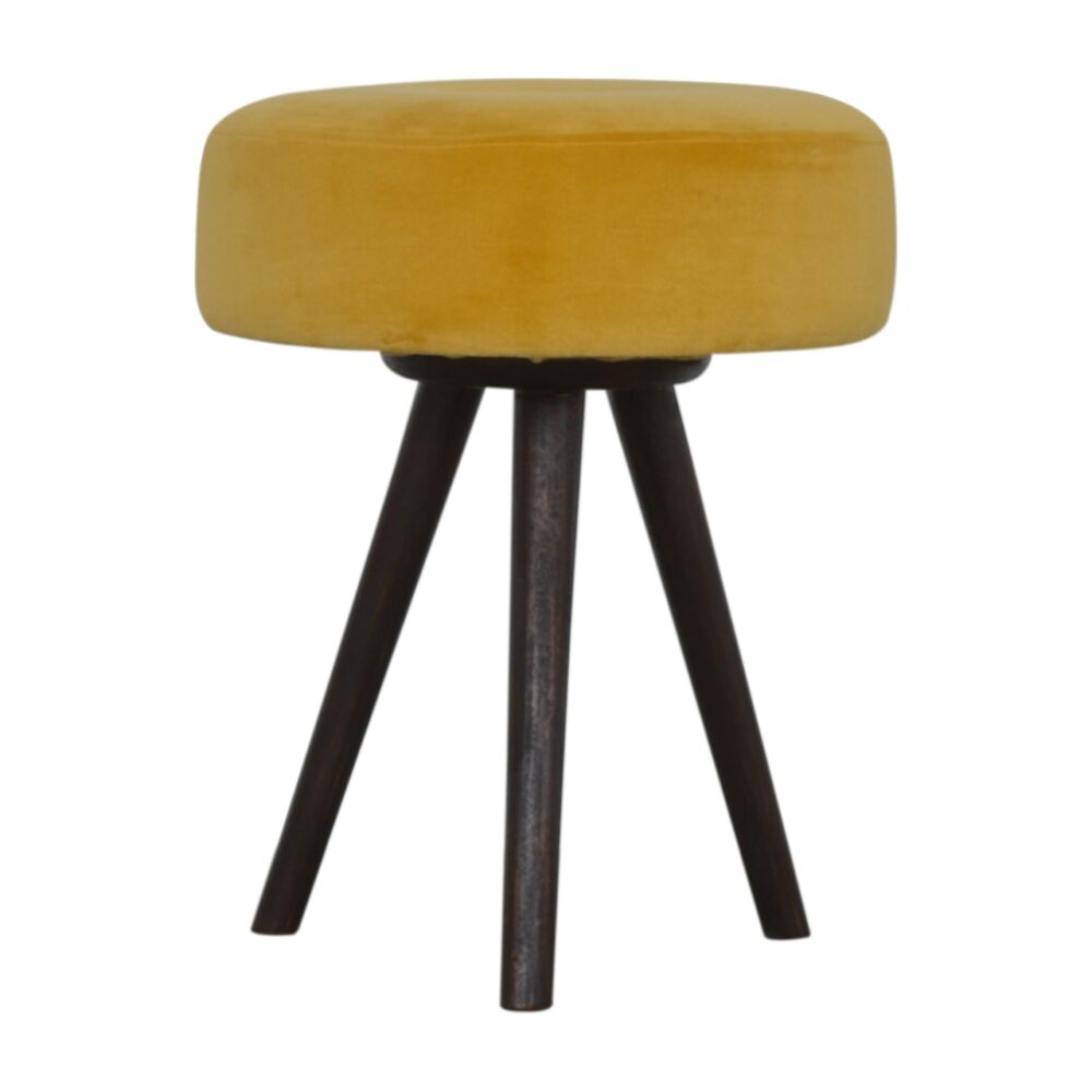 Mustard Velvet Tripod Footstool for resale