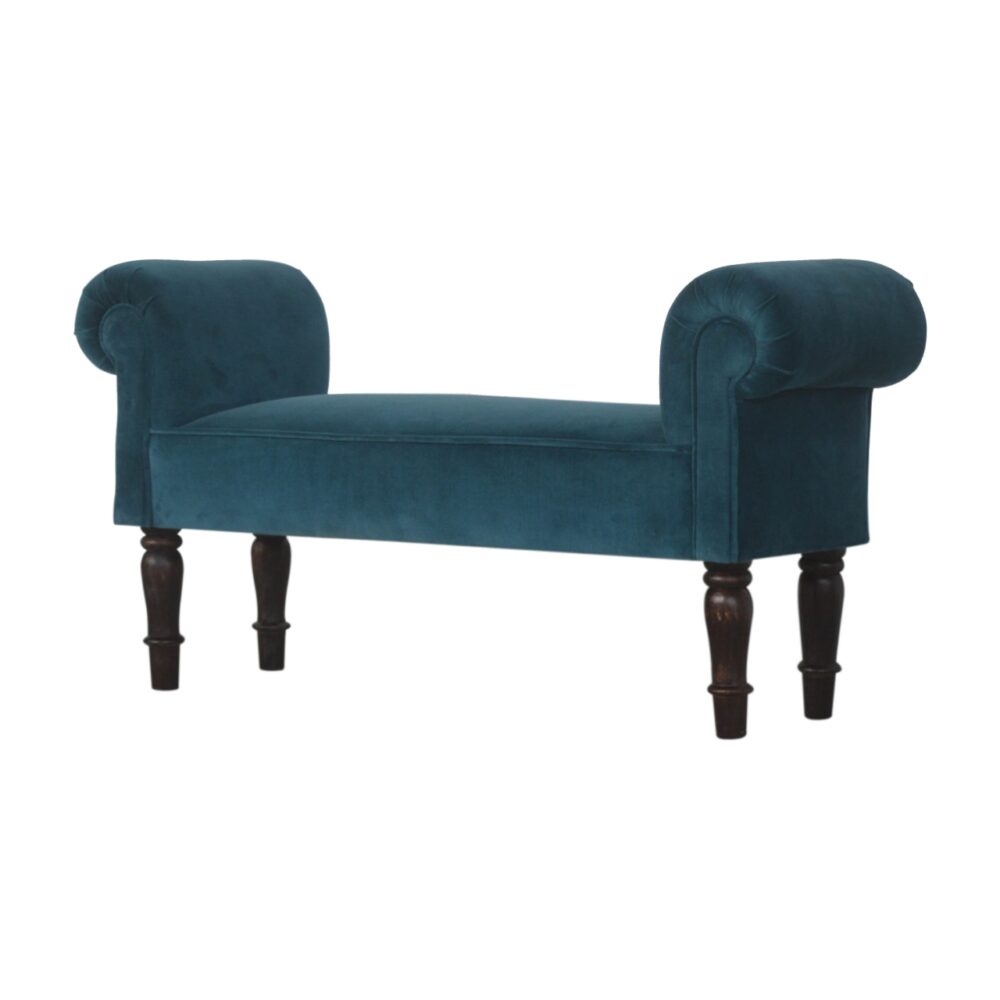 wholesale Teal Velvet Bench with Turned Feet for resale