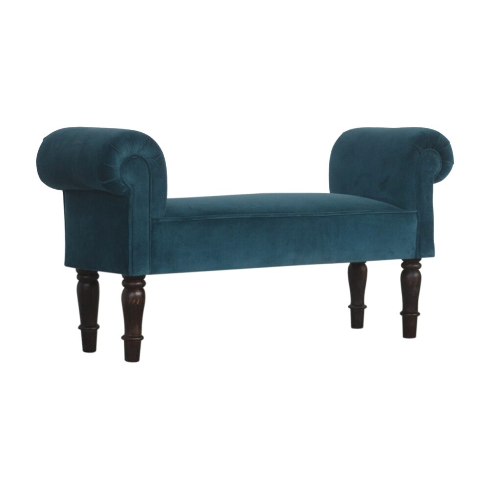 Teal Velvet Bench with Turned Feet dropshipping