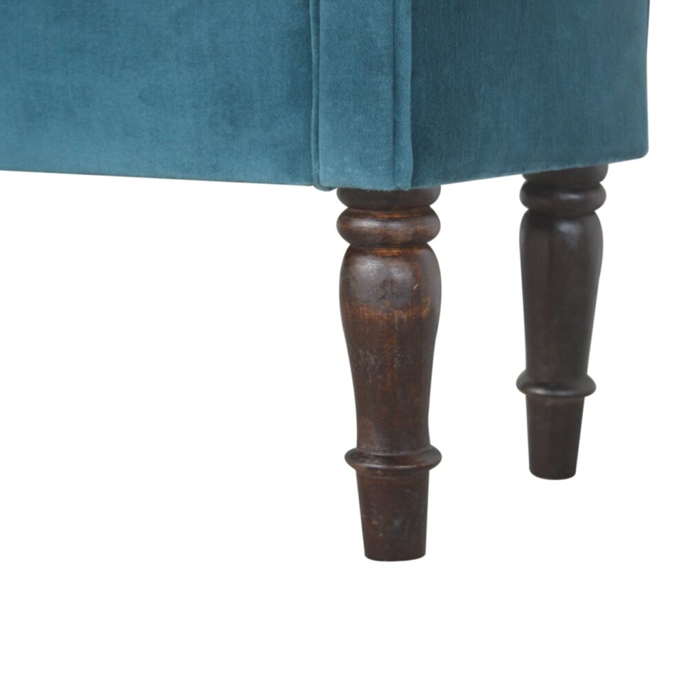 Teal Velvet Bench with Turned Feet for wholesale