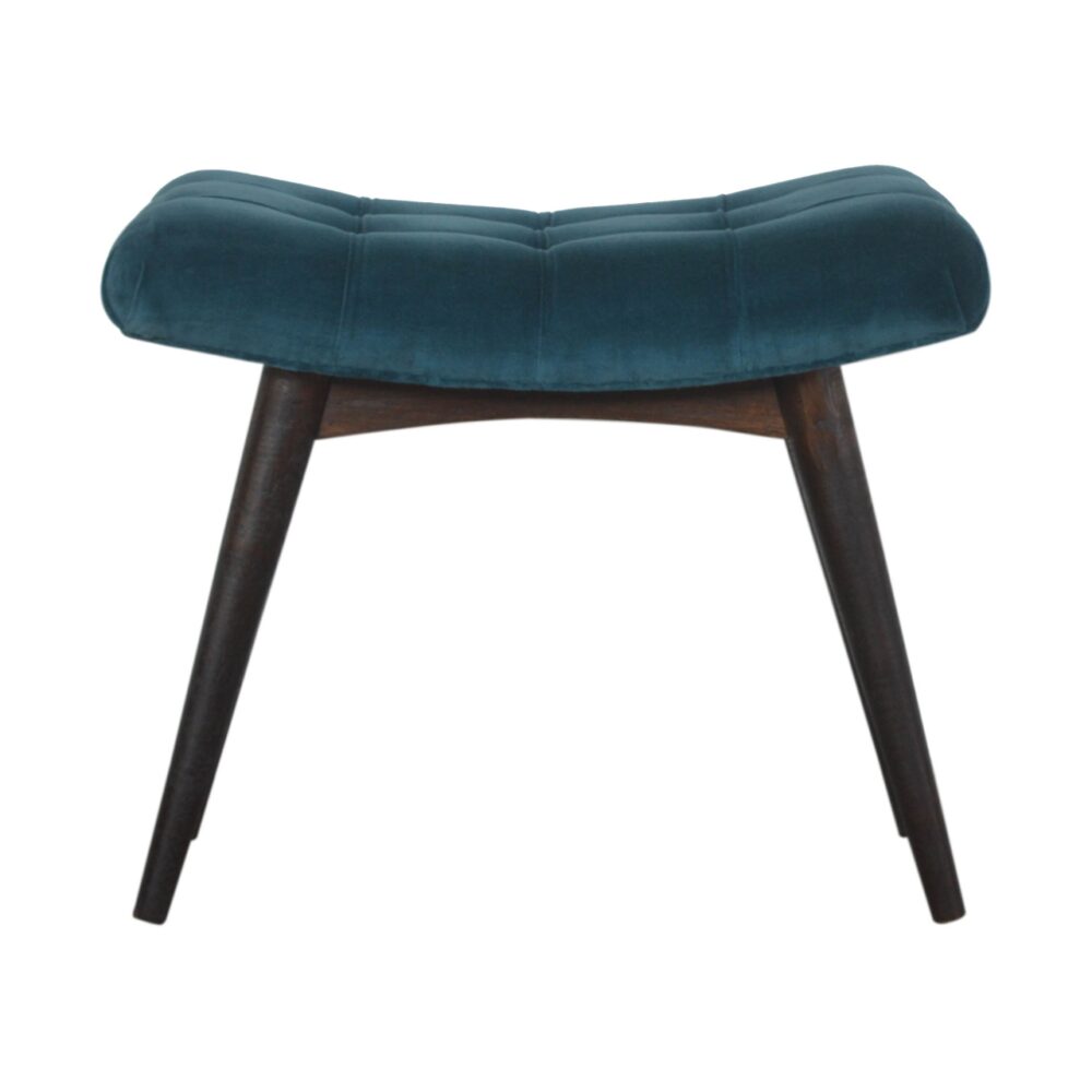 Teal Cotton Velvet Curved Bench for resale