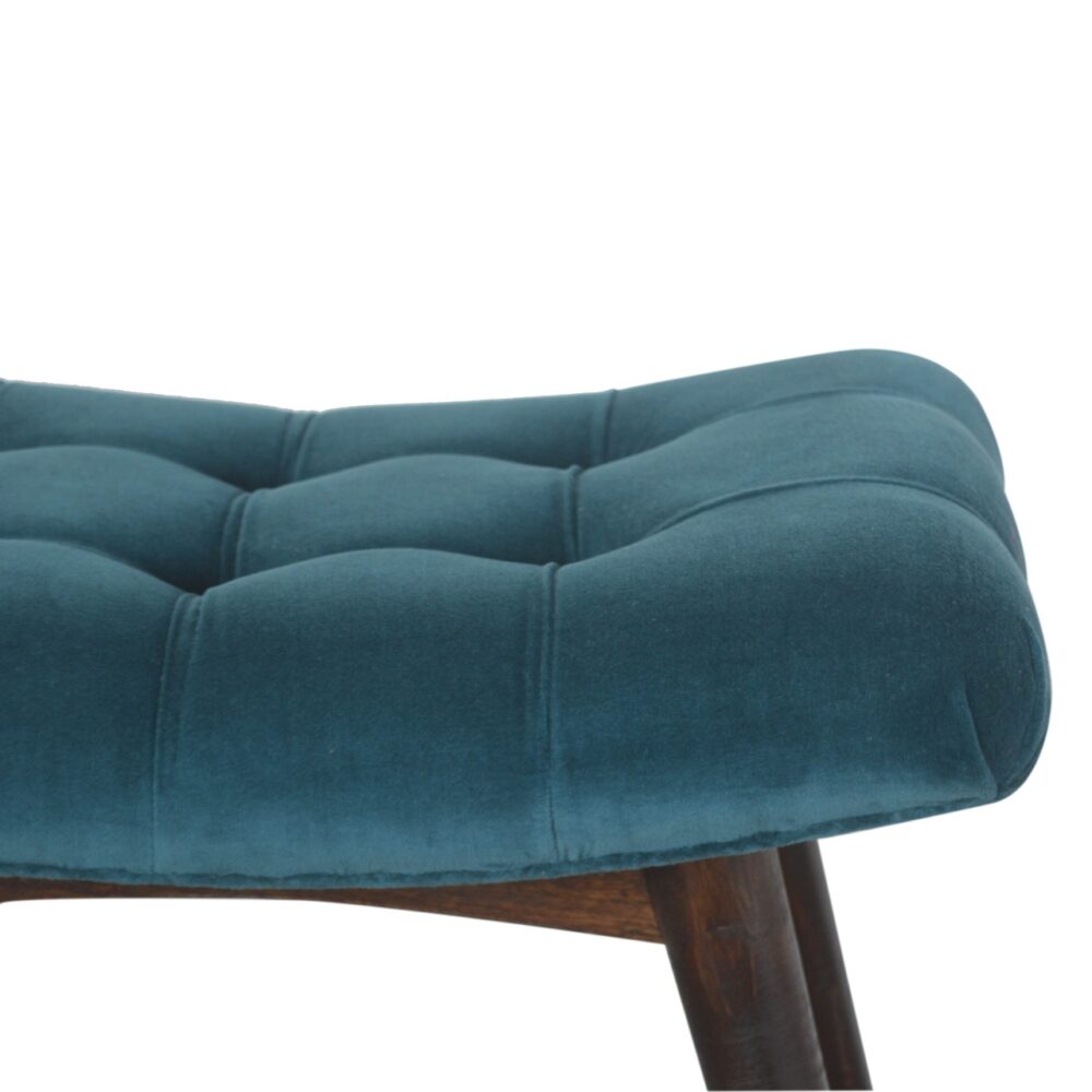 Teal Cotton Velvet Curved Bench dropshipping