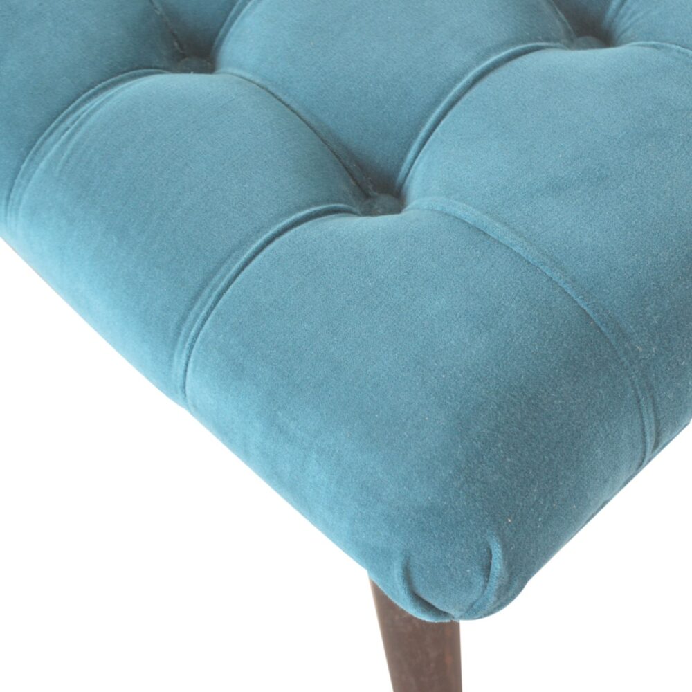 Teal Cotton Velvet Curved Bench for resell