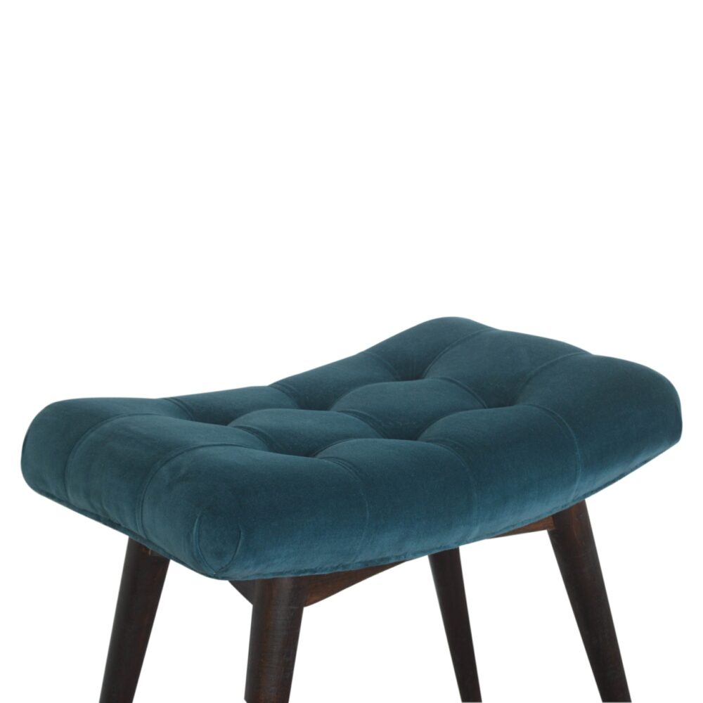 Teal Cotton Velvet Curved Bench for reselling