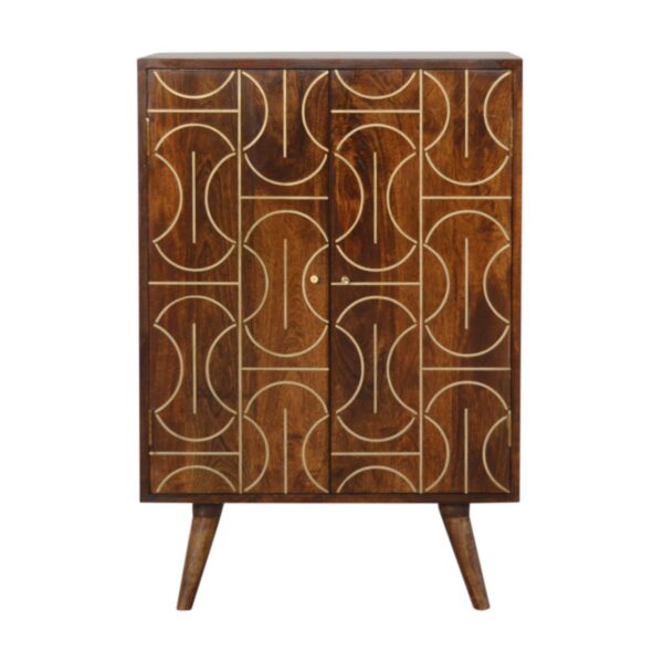 Chestnut Gold Inlay Abstract Cabinet for resale