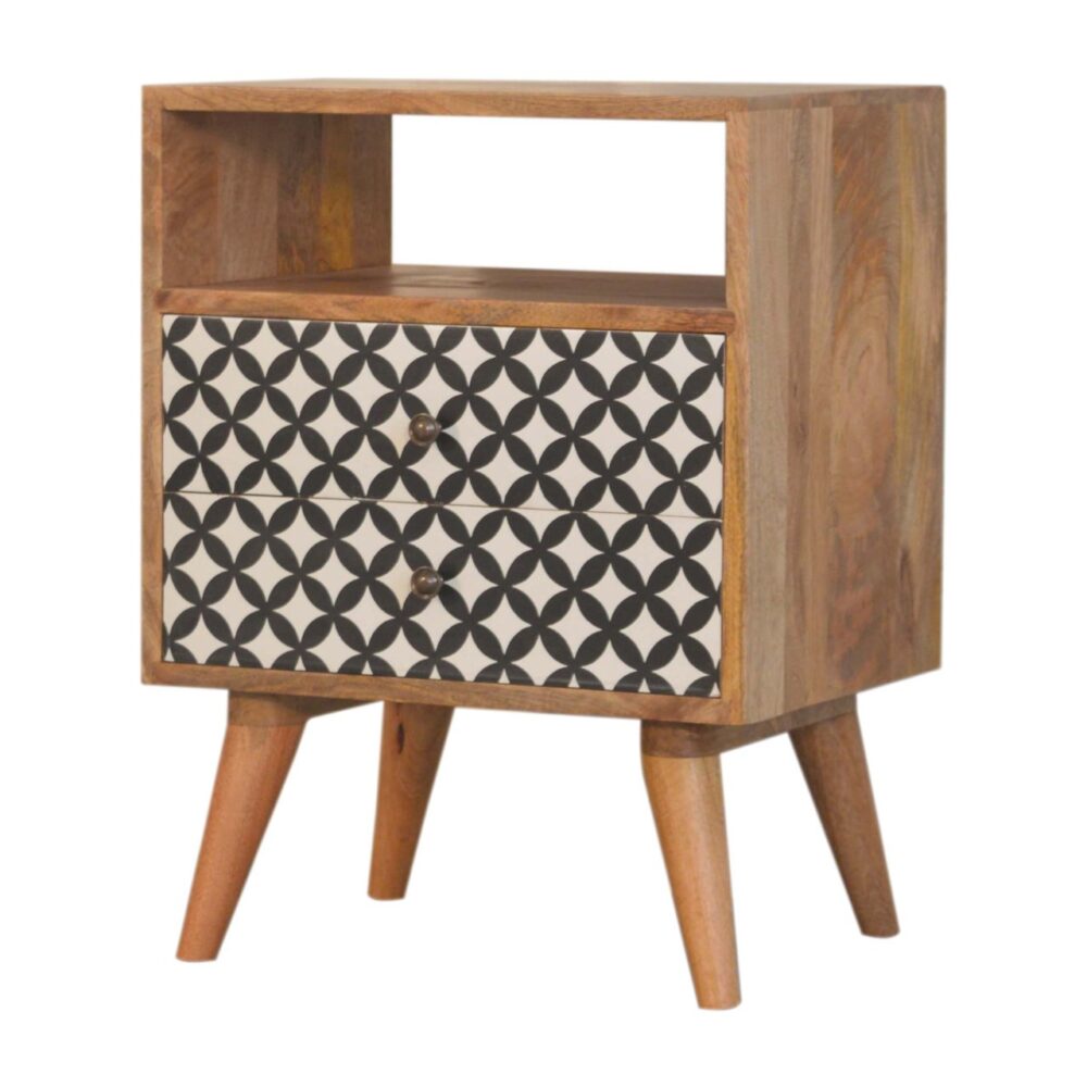 Diamond Screen Printed Bedside with Open Slot dropshipping