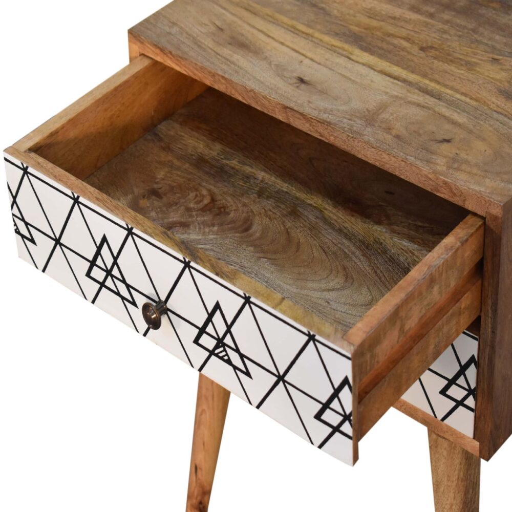 Triangular Printed Bedside for reselling