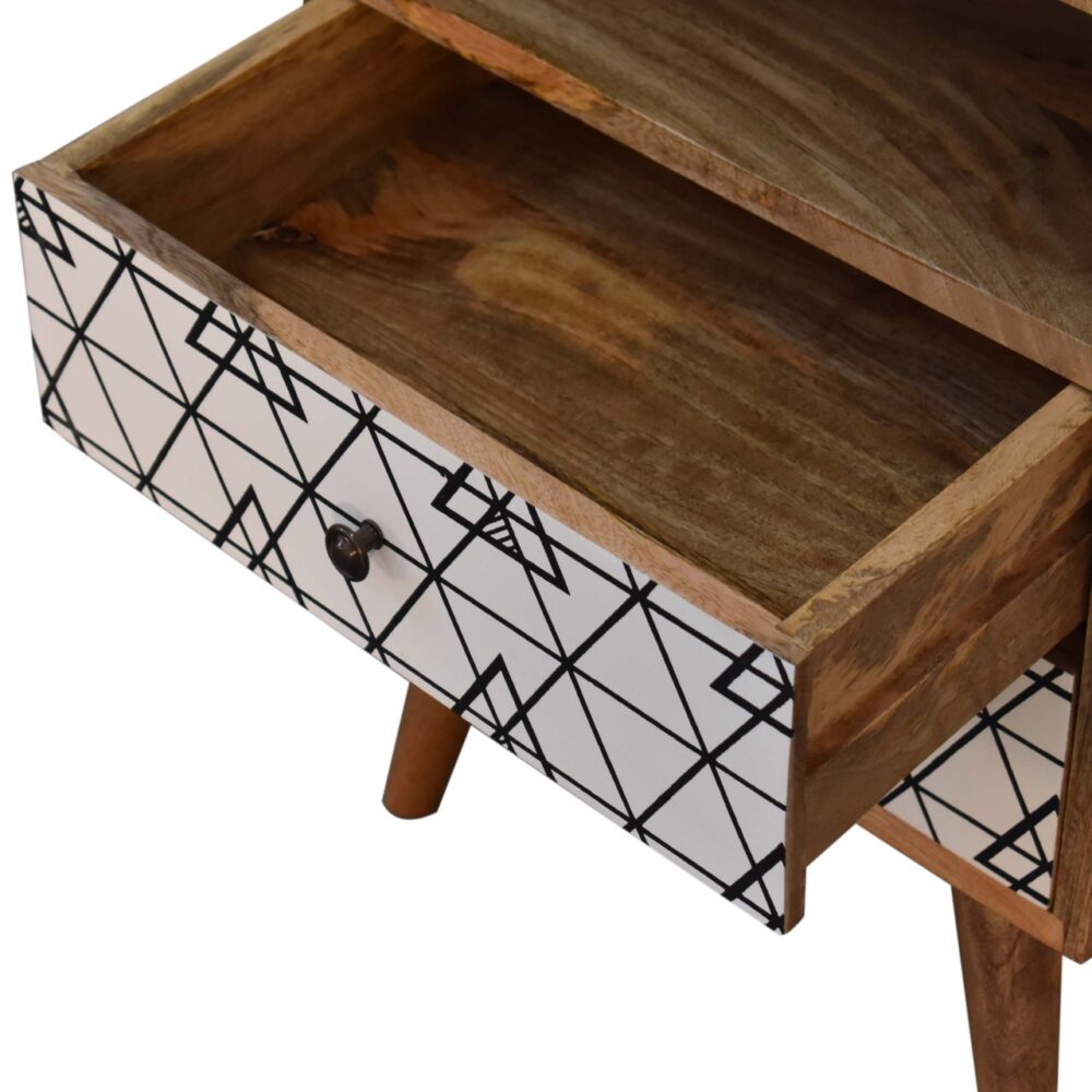 Triangle Printed Bedside with Open Slot for reselling