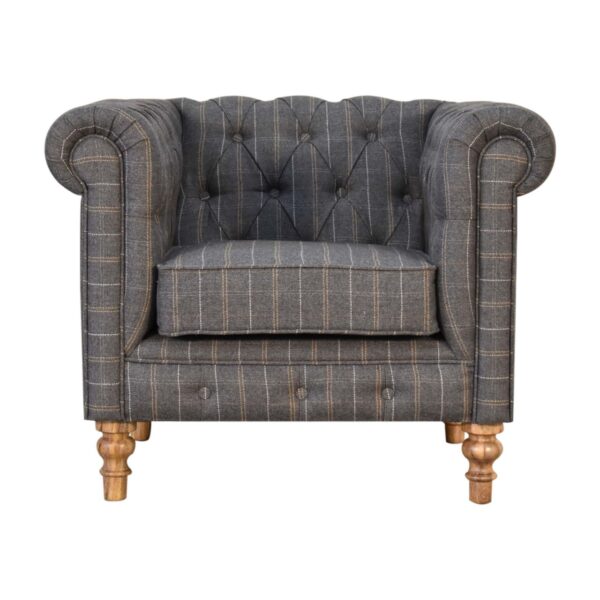 Pewter Tweed Chesterfield Armchair for resale