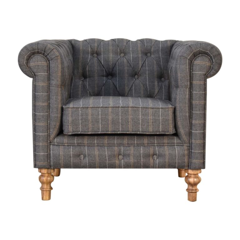 Pewter Tweed Chesterfield Armchair for resale