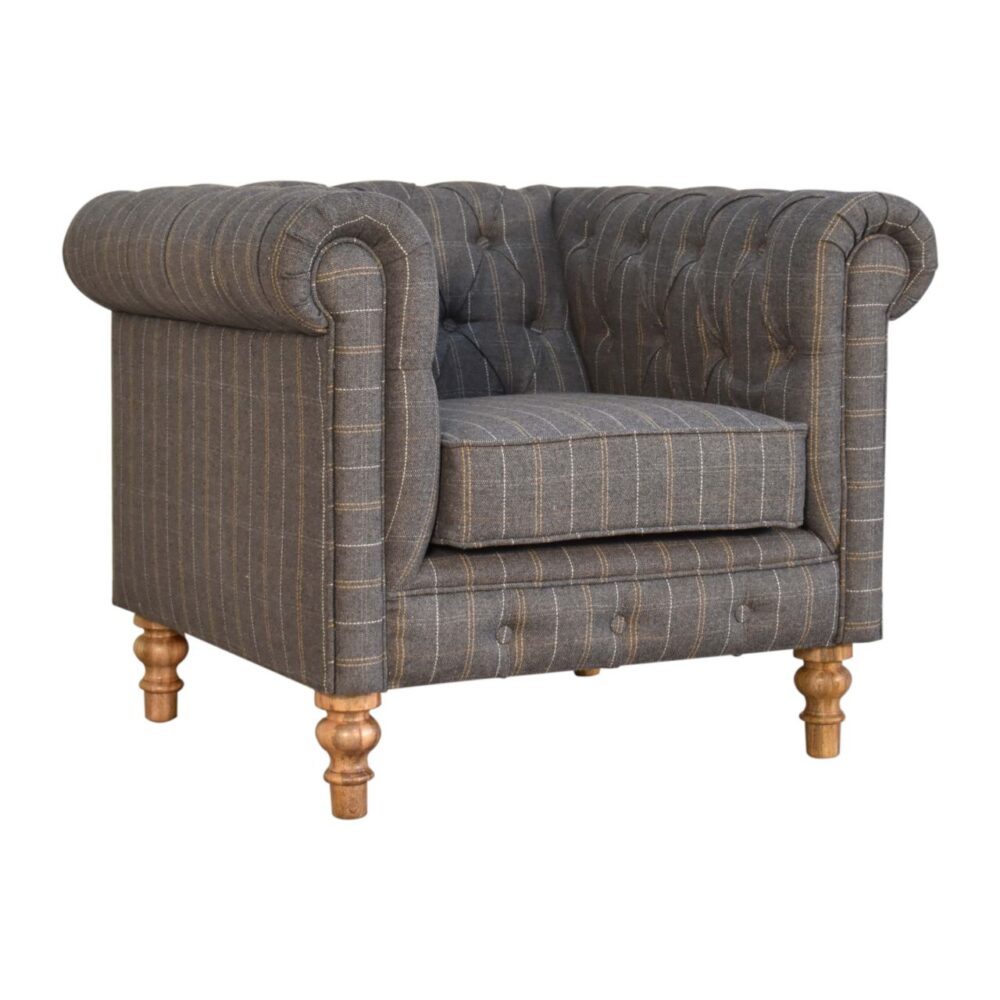 wholesale Pewter Tweed Chesterfield Armchair for resale