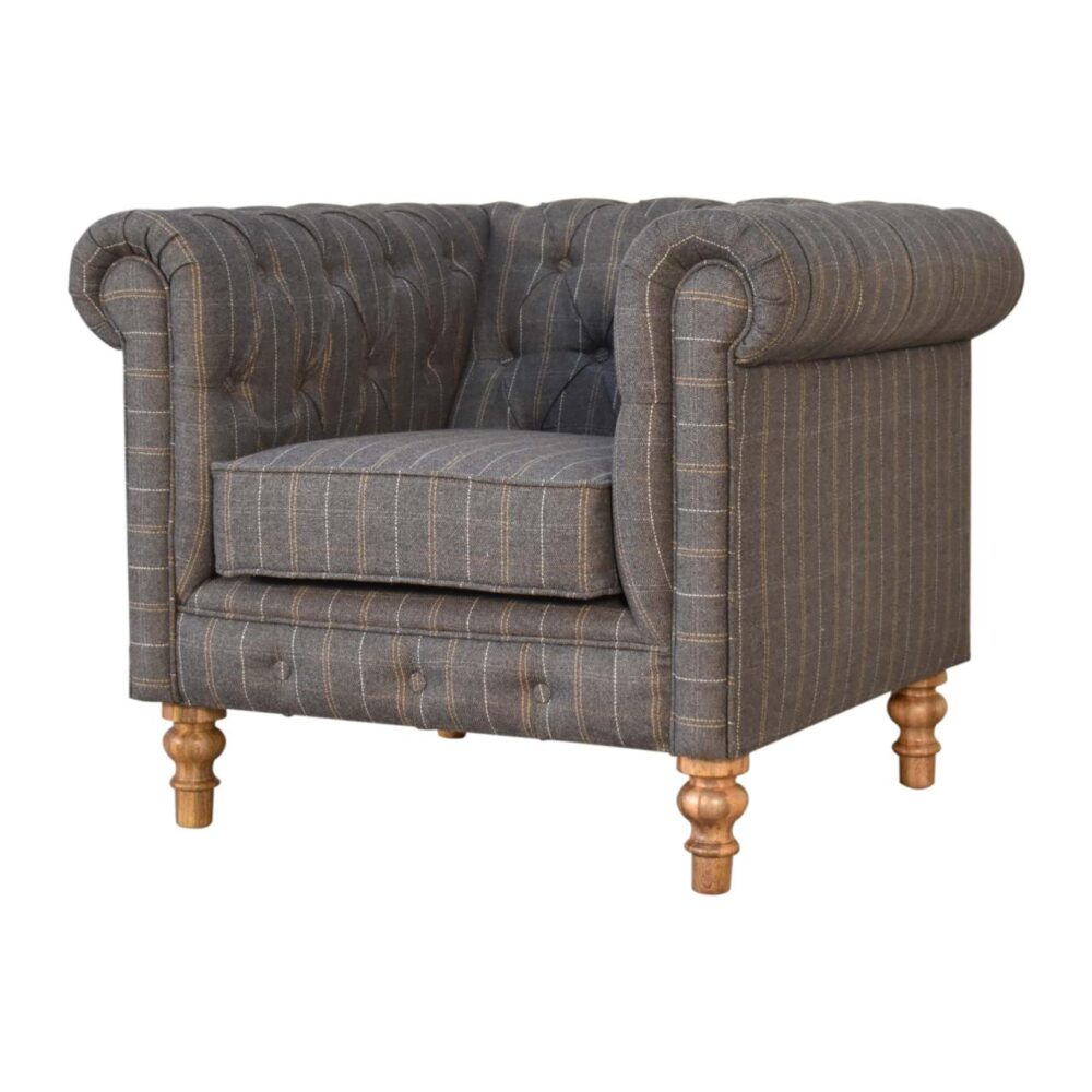 Pewter Tweed Chesterfield Armchair dropshipping