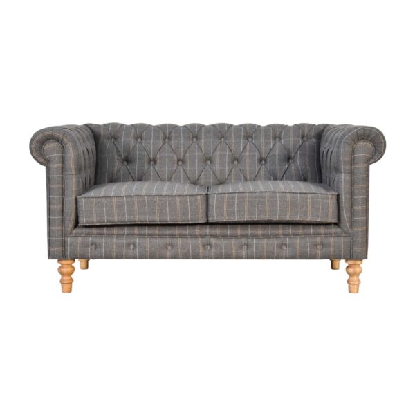Pewter Tweed Chesterfield 2 Seater Sofa for resale