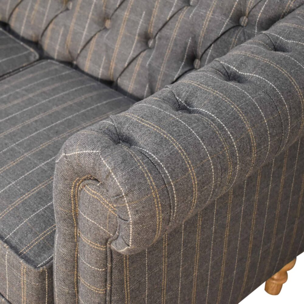 Pewter Tweed Chesterfield 2 Seater Sofa for resell