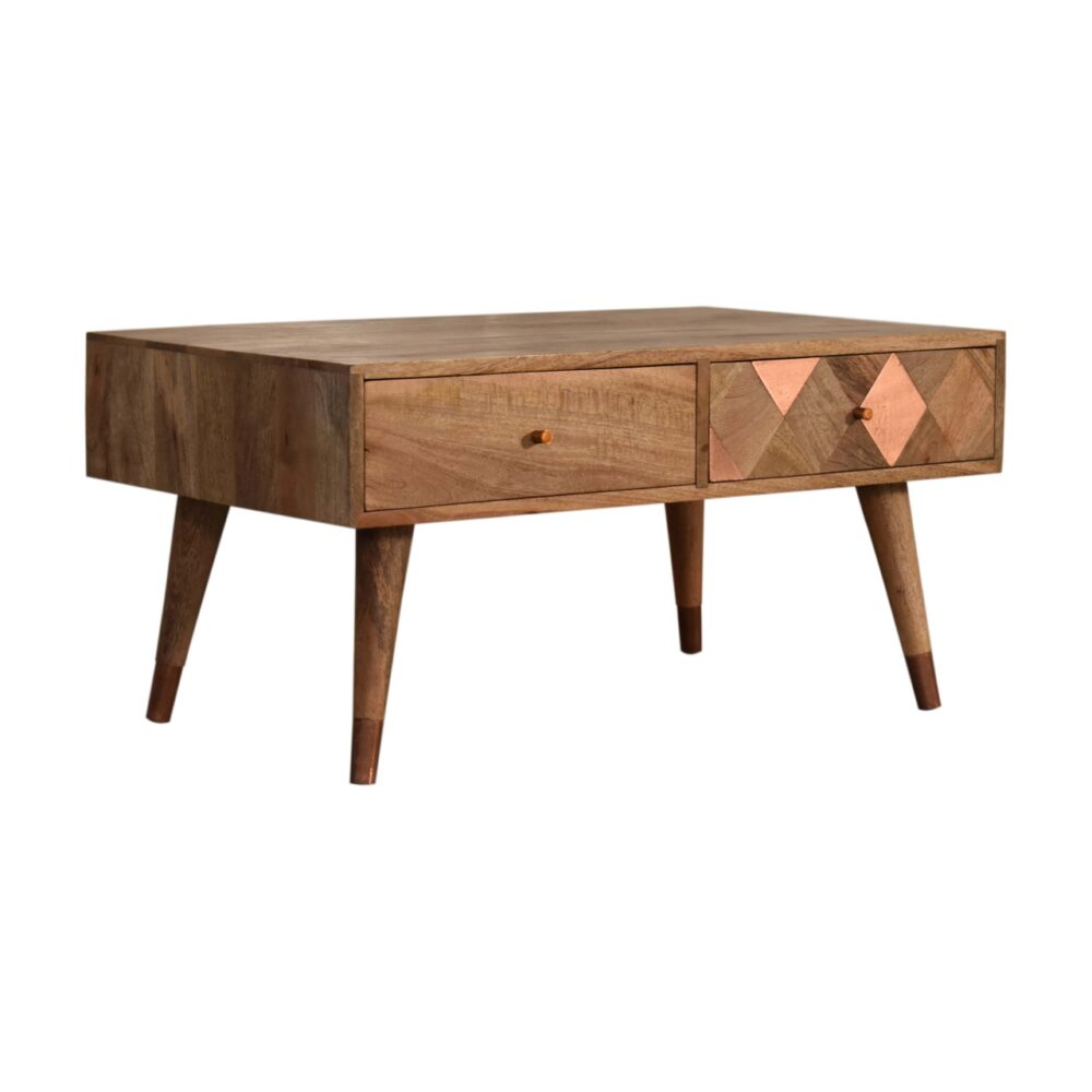 Oak-ish Copper Inlay Coffee Table wholesalers